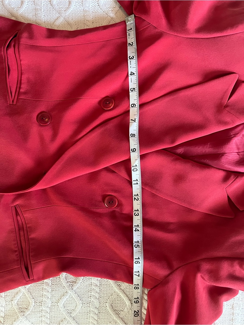 Jones New York Red Double-Breasted Silk Blazer Women’s Size 4P - Picture 16 of 16